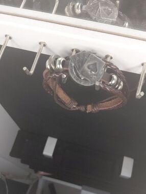 Leather Braided Multistrand Bracelet with Metal Ace Charm
